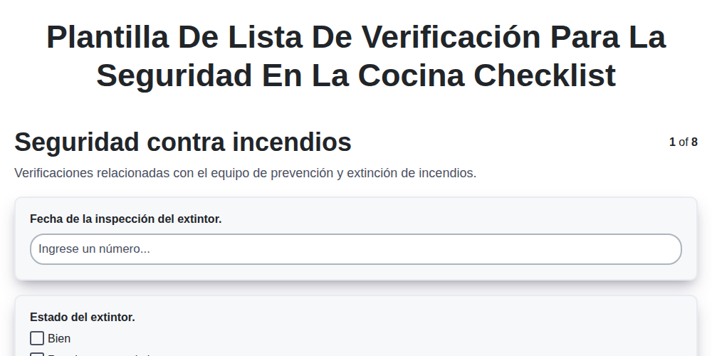 Plantilla de lista de verificación para la seguridad en la cocina screenshot