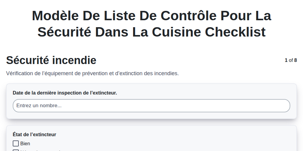 Modèle de liste de contrôle pour la sécurité dans la cuisine screenshot