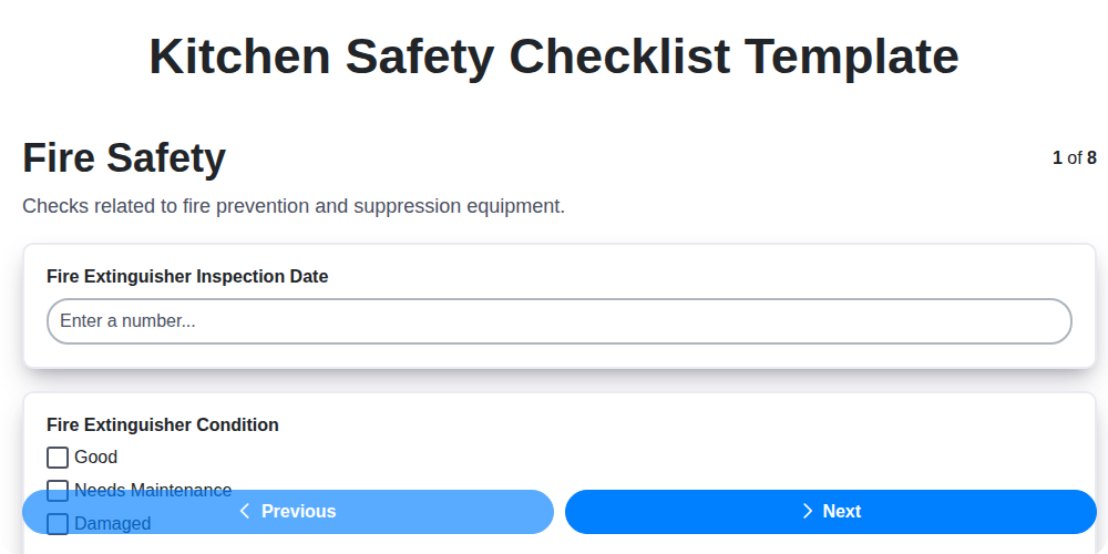 kitchen safety checklist template screenshot