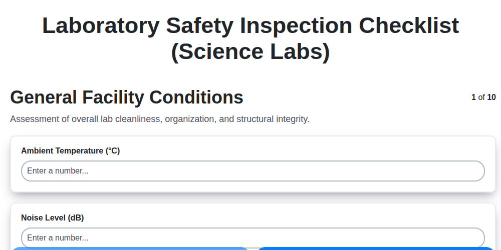 laboratory safety inspection checklist science labs screenshot