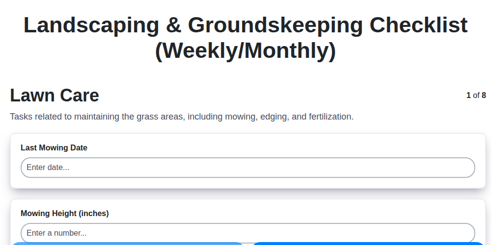 landscaping groundskeeping checklist weekly monthly screenshot