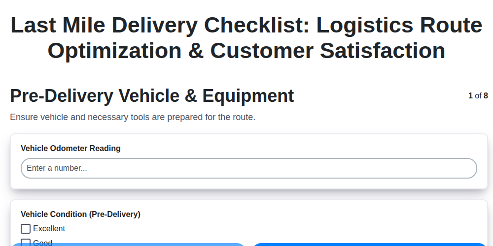 last mile delivery checklist logistics route optimization customer satisfaction screenshot