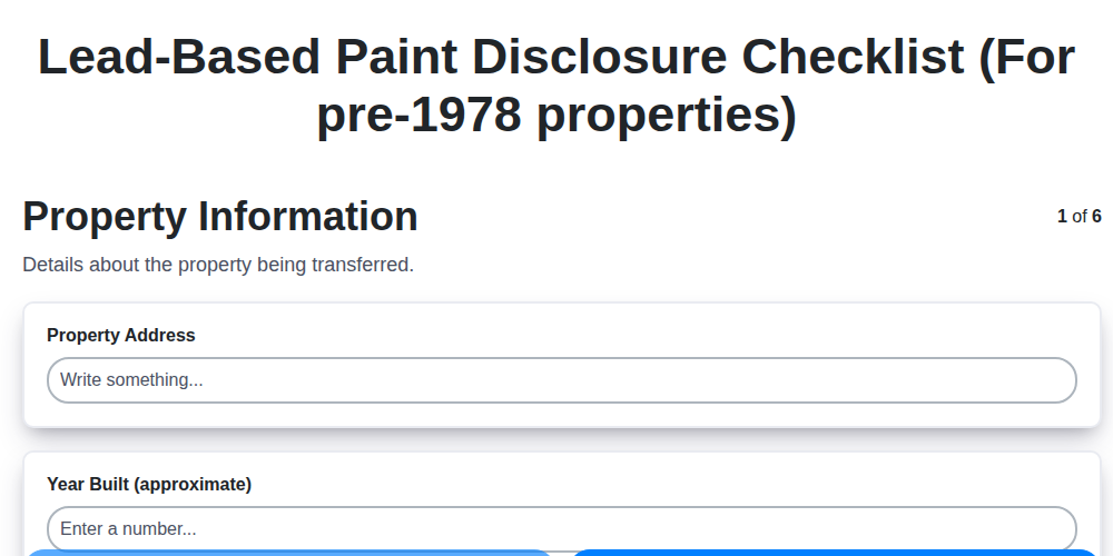 lead based paint disclosure checklist for pre 1978 properties screenshot