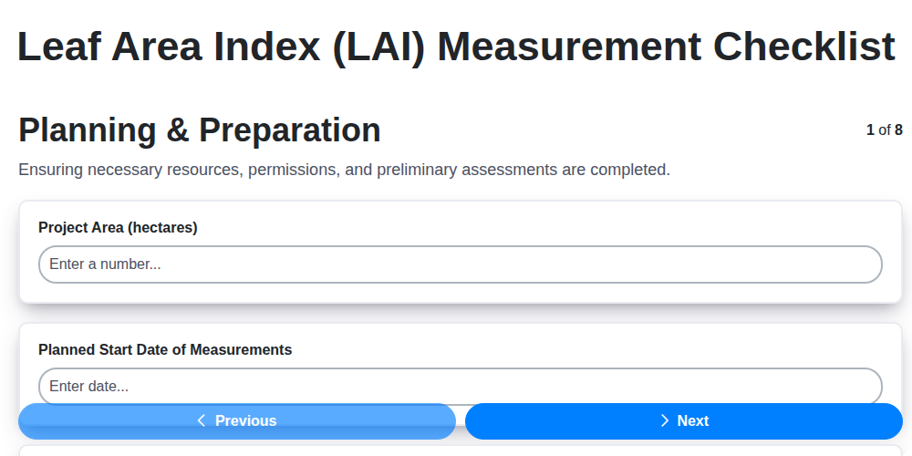 leaf area index lai measurement screenshot