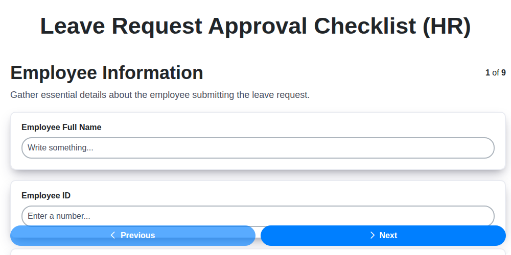 leave request approval checklist hr screenshot