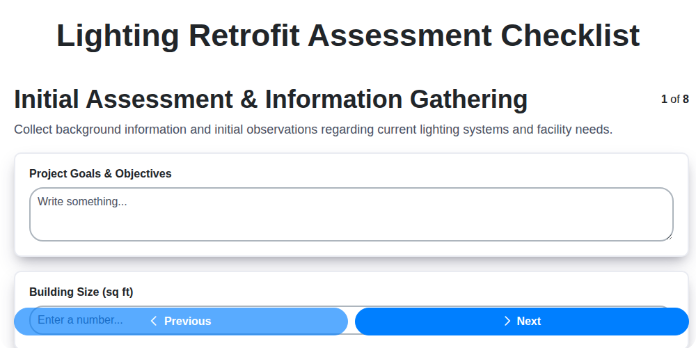 lighting retrofit assessment screenshot