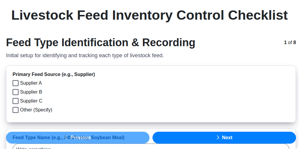 livestock feed inventory control screenshot