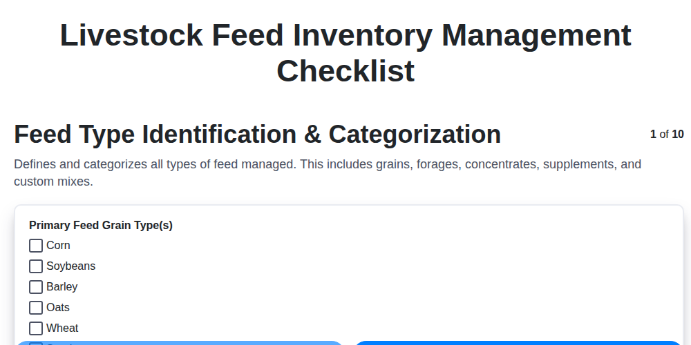 livestock feed inventory management screenshot