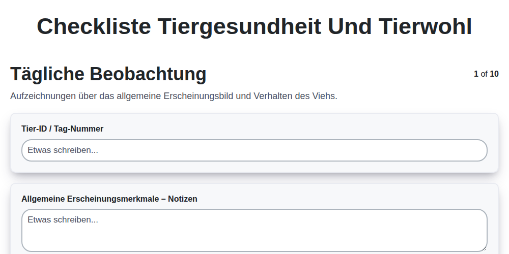 Checkliste Tiergesundheit und Tierwohl screenshot