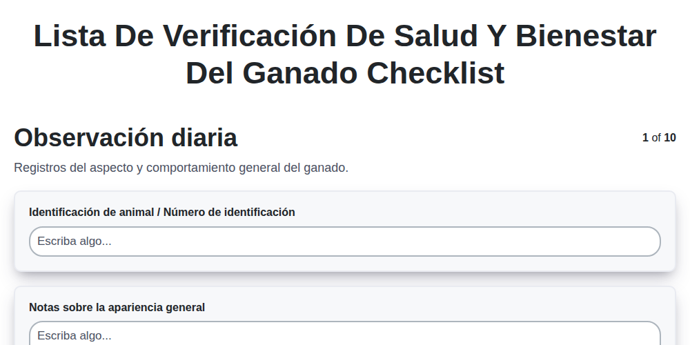 Lista de verificación de salud y bienestar del ganado screenshot