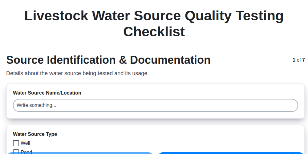 livestock water source quality testing screenshot