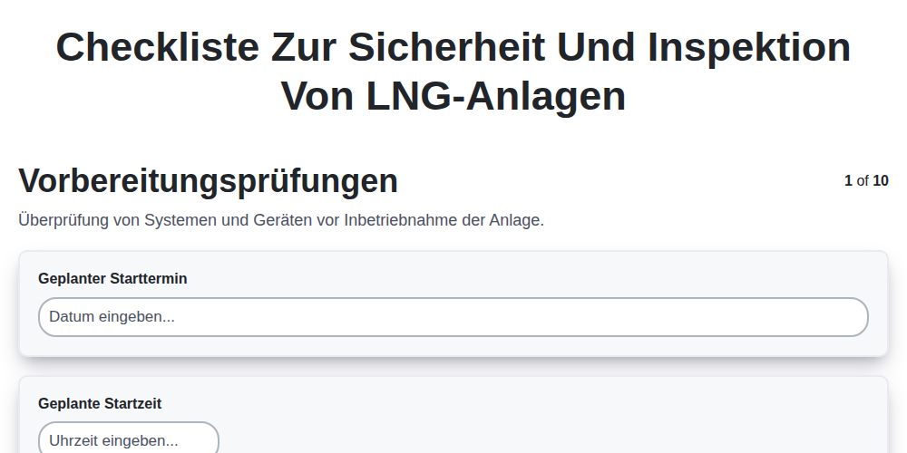 Checkliste zur Sicherheit und Inspektion von LNG-Anlagen screenshot