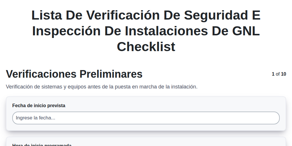 Lista de verificación de seguridad e inspección de instalaciones de GNL screenshot