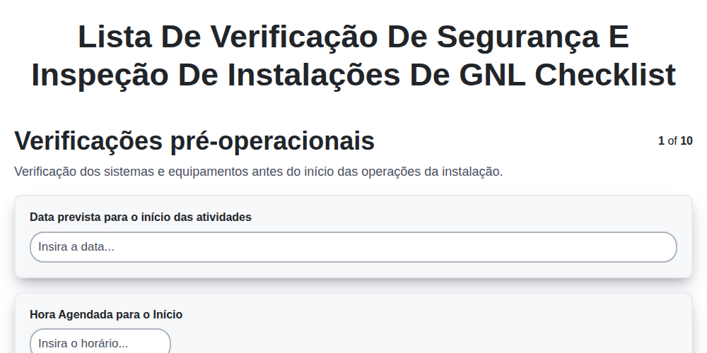 Lista de Verificação de Segurança e Inspeção de Instalações de GNL screenshot