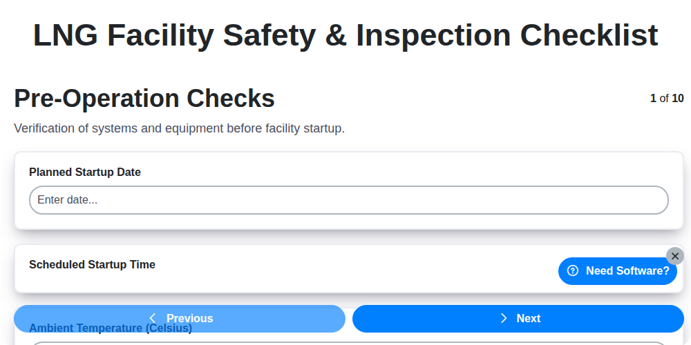 lng facility safety inspection checklist screenshot