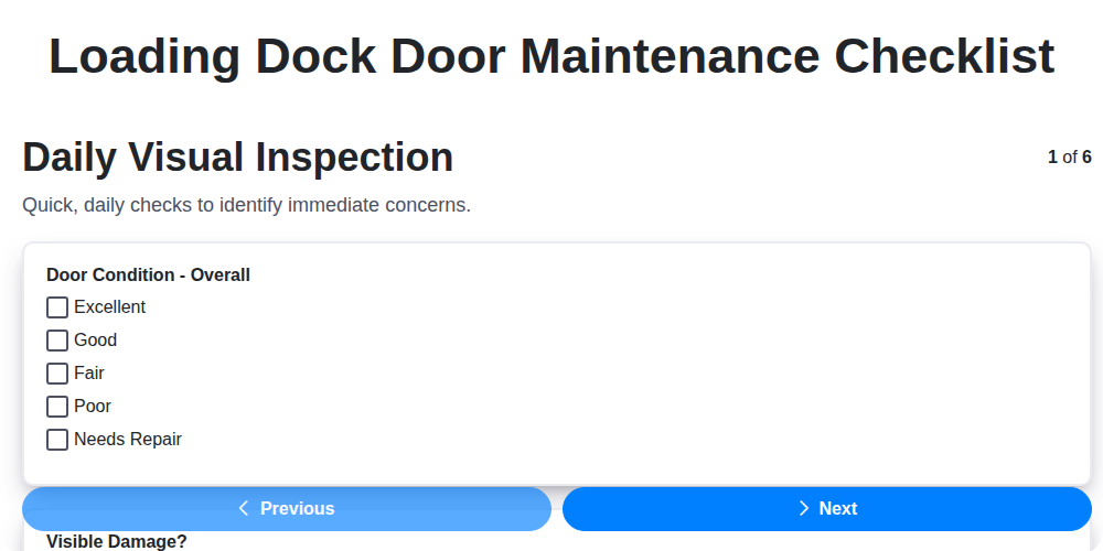 loading dock door maintenance screenshot