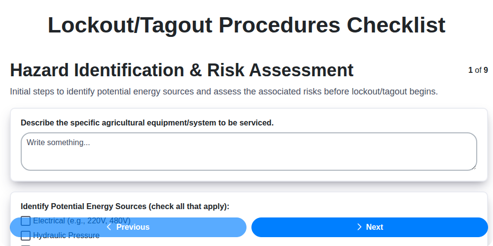 lockout tagout procedures screenshot