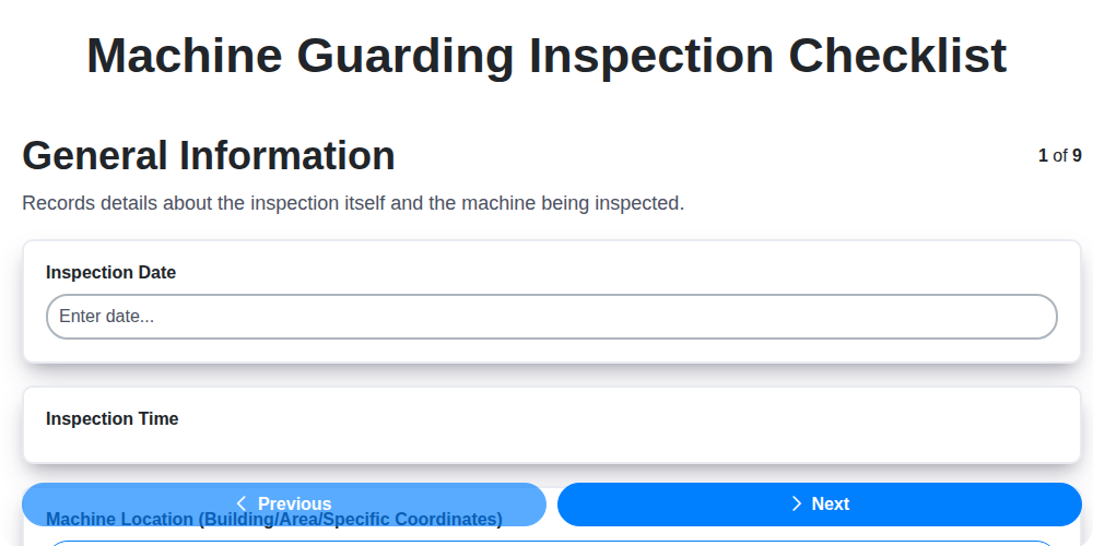 machine guarding inspection checklist screenshot