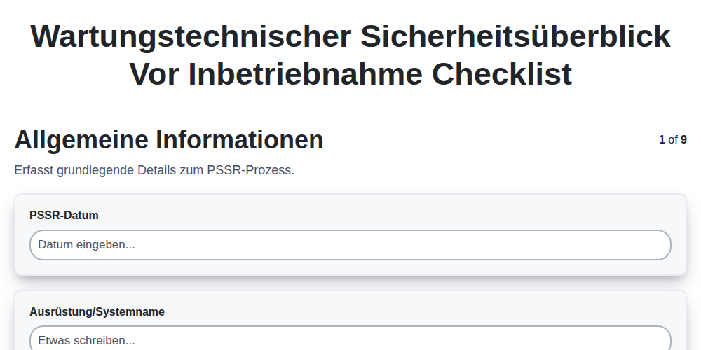 Wartungstechnischer Sicherheitsüberblick vor Inbetriebnahme screenshot