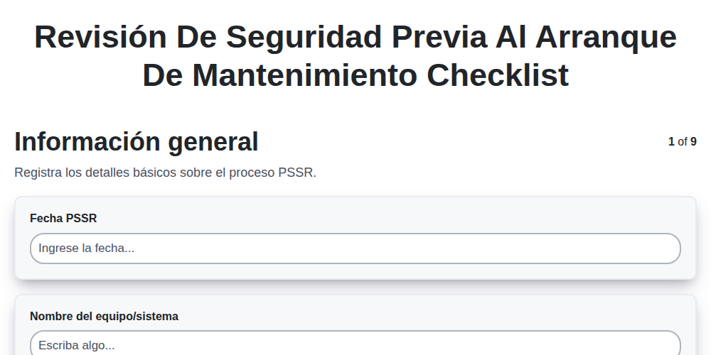 Revisión de Seguridad Previa al Arranque de Mantenimiento screenshot