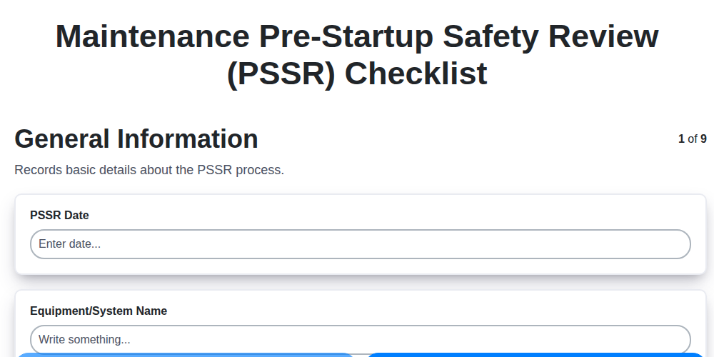 maintenance pre startup safety review pssr screenshot