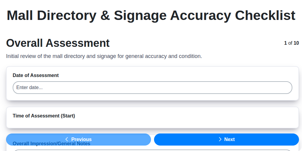mall directory signage accuracy checklist screenshot