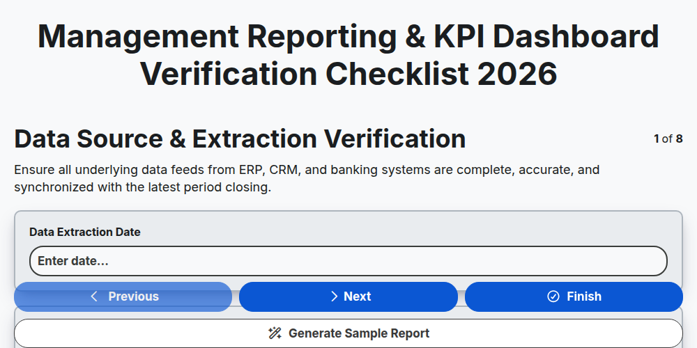 Management Reporting & KPI Dashboard Verification Checklist 2026 ...