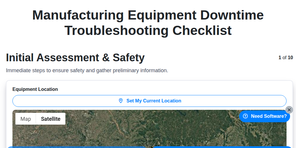 manufacturing equipment downtime troubleshooting checklist screenshot