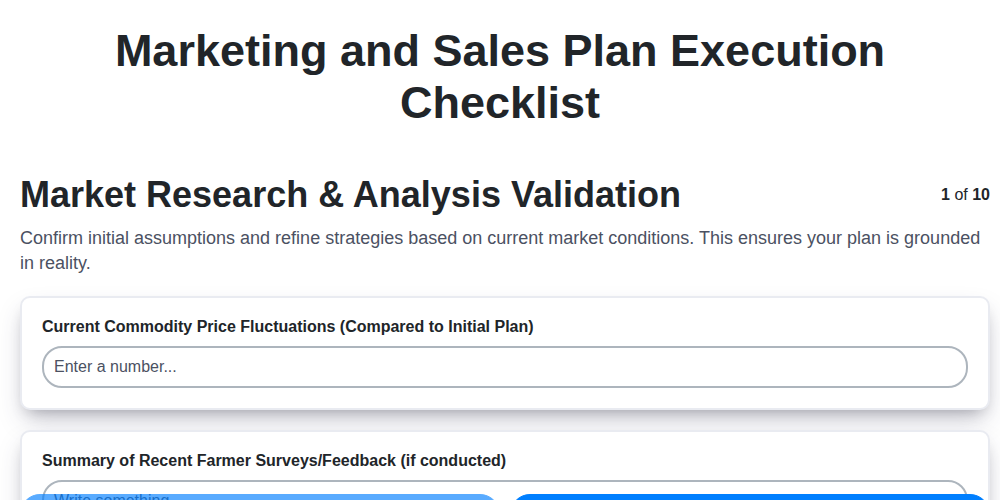 marketing and sales plan execution screenshot