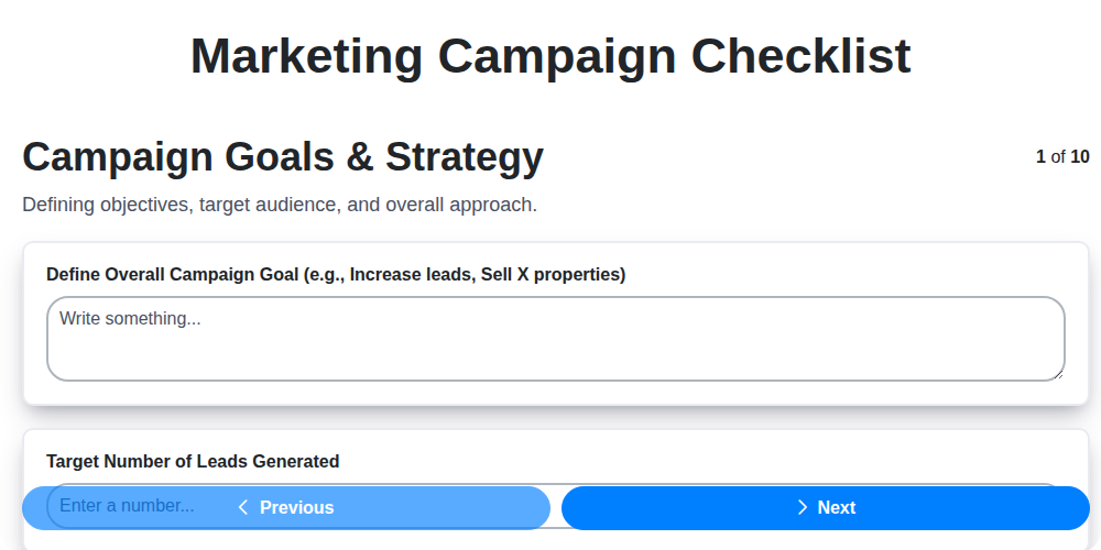 marketing campaign checklist screenshot
