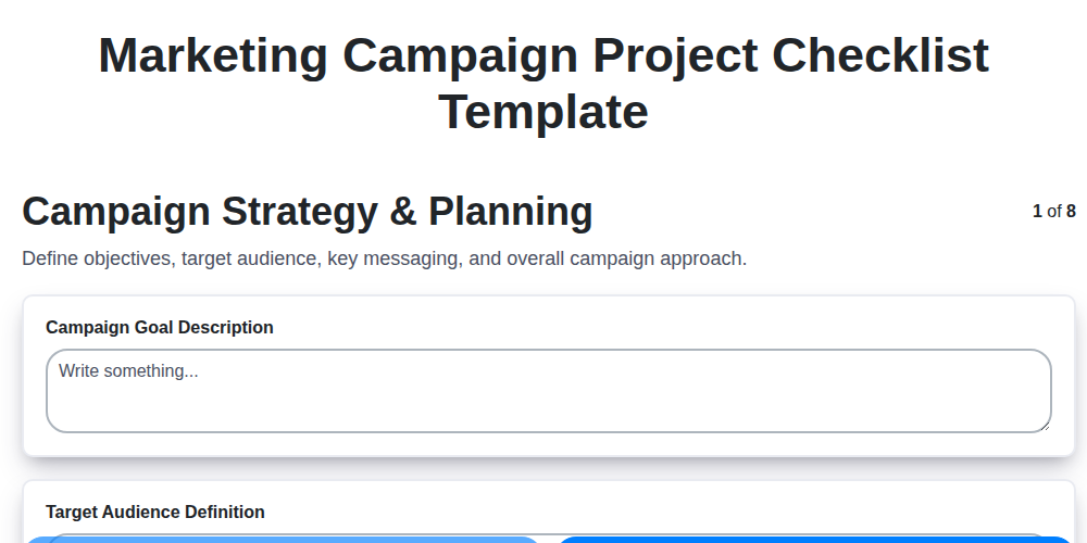 marketing campaign project checklist template screenshot
