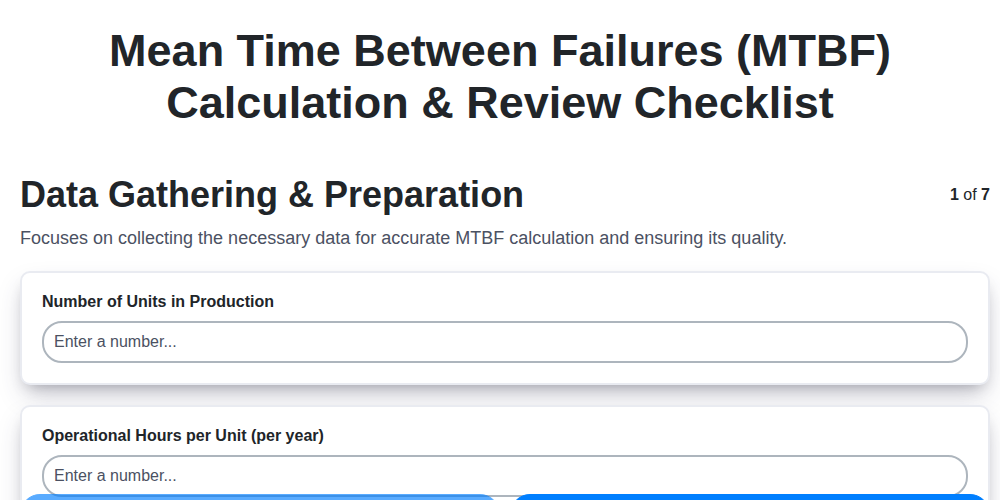 mean time between failures mtbf calculation review checklist screenshot
