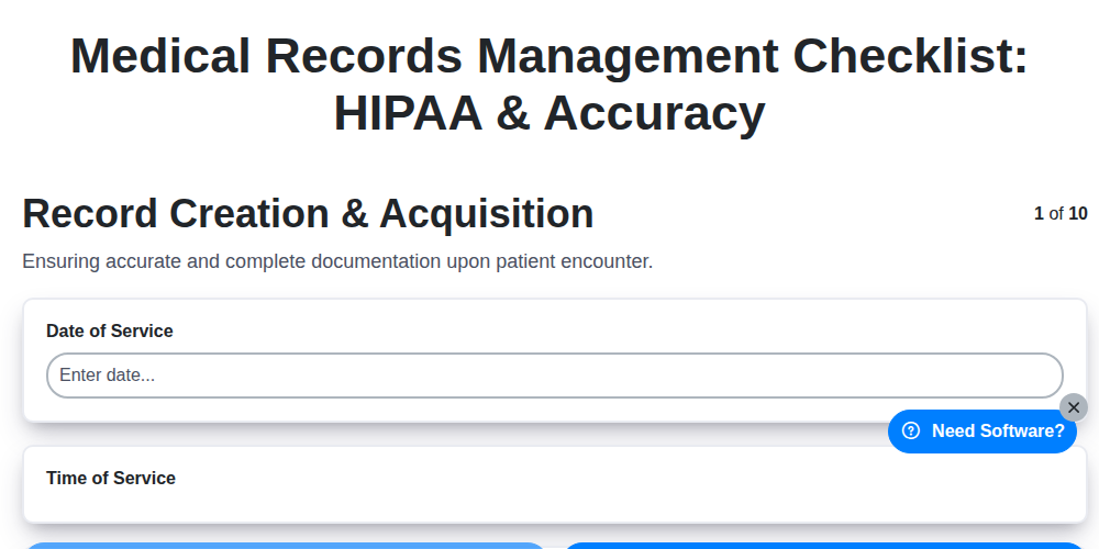 medical records management checklist hipaa accuracy screenshot
