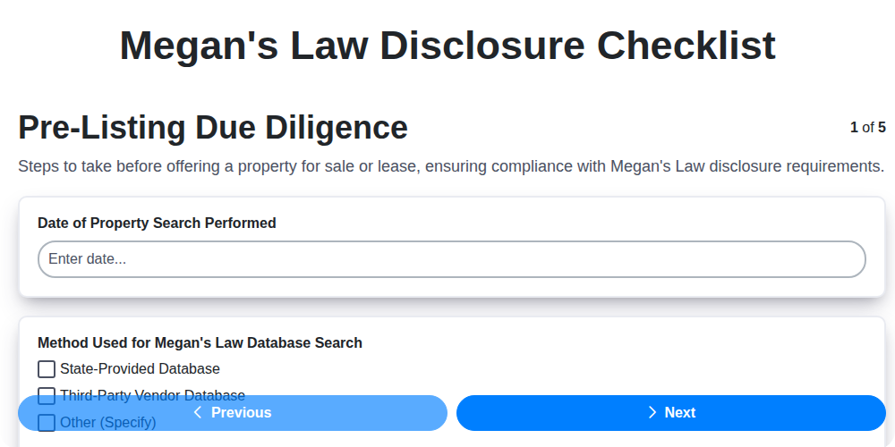 megan s law disclosure checklist screenshot