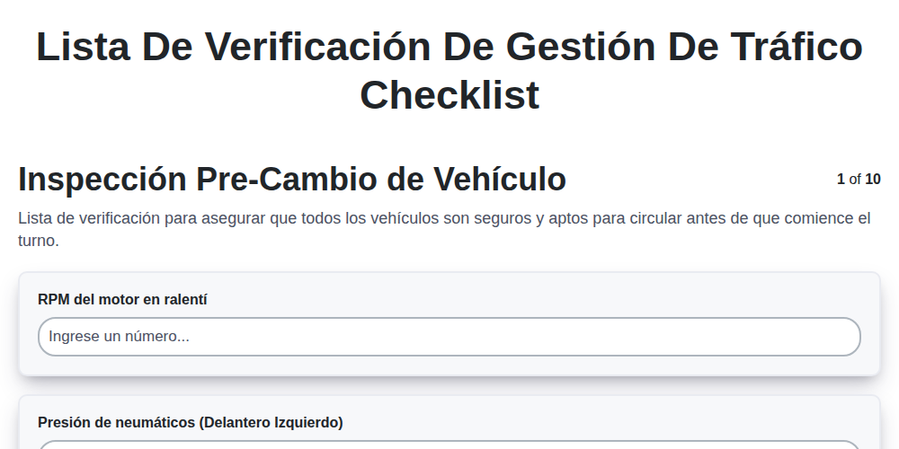 Lista de verificación de gestión de tráfico screenshot