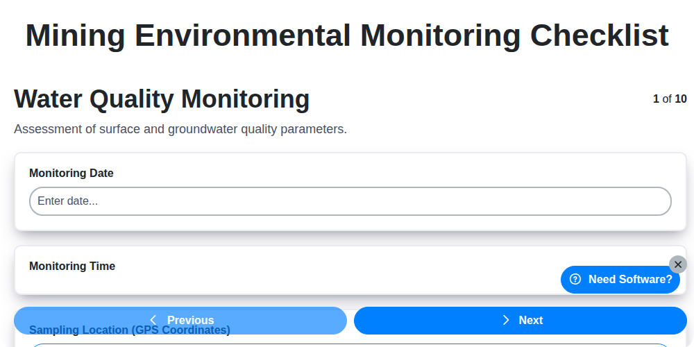 mining environmental monitoring checklist screenshot