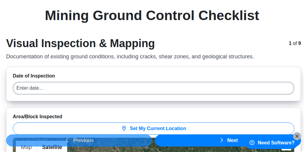 mining ground control checklist screenshot
