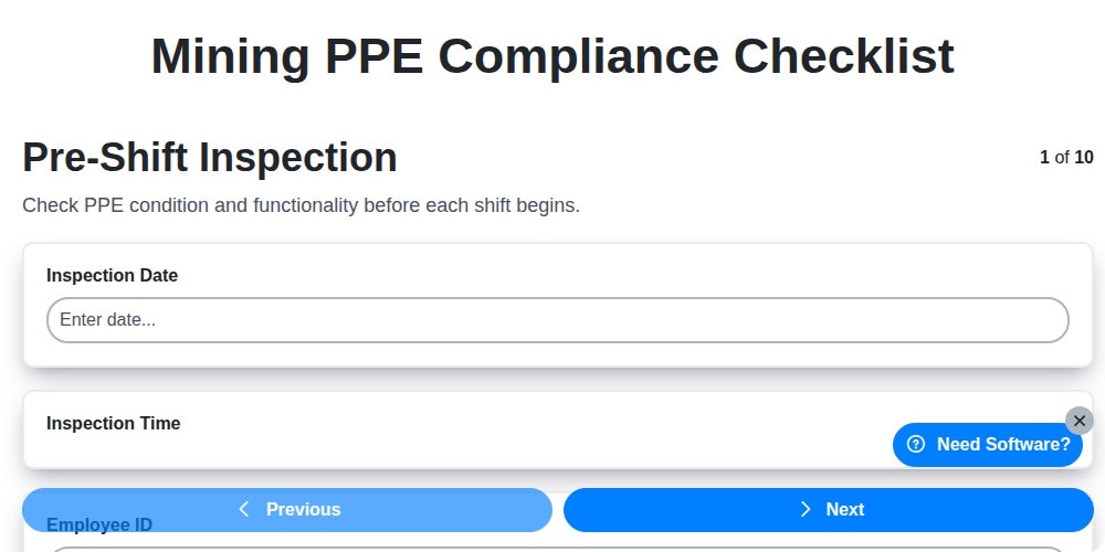 mining ppe compliance checklist screenshot