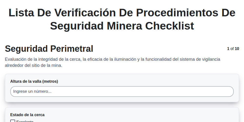 Lista de Verificación de Procedimientos de Seguridad Minera screenshot