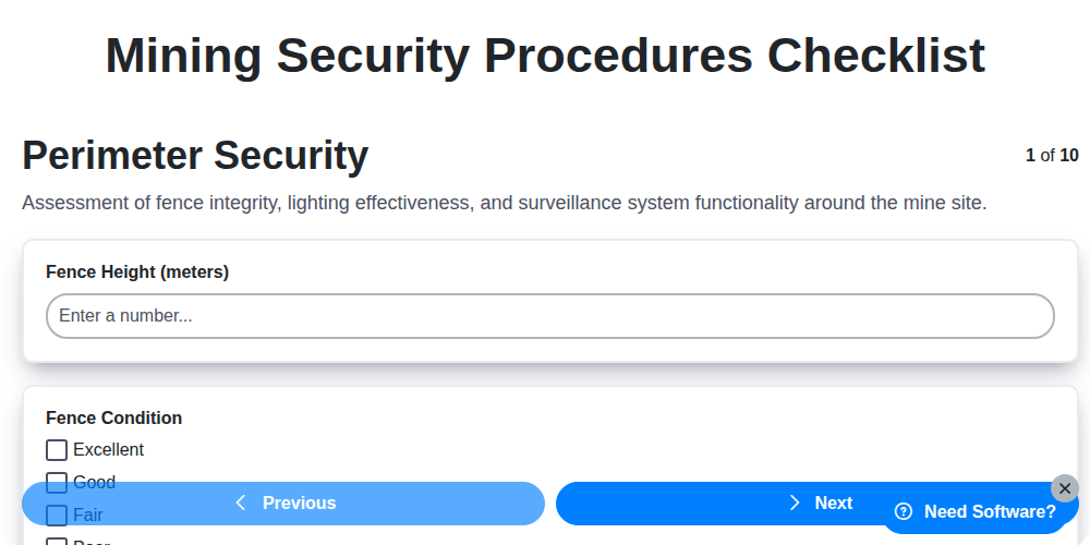 mining security procedures checklist screenshot
