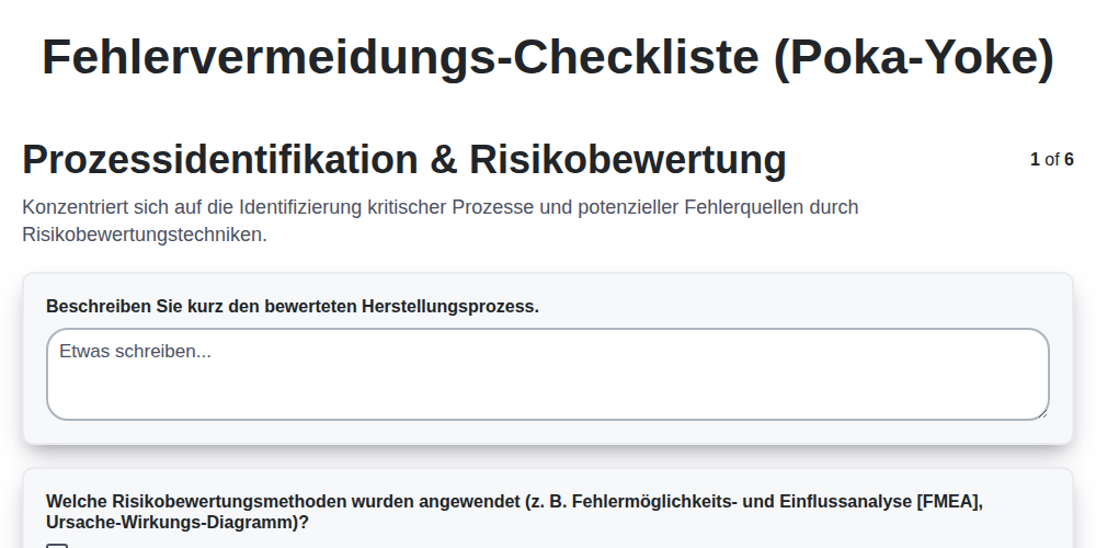 Fehlervermeidungs-Checkliste (Poka-Yoke)
