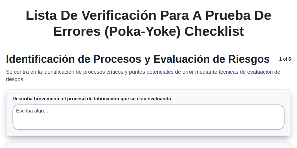 Lista de verificación para a prueba de errores (Poka-Yoke)

