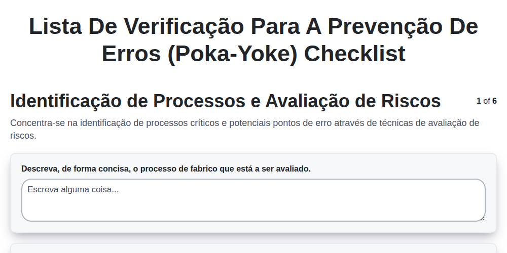 Lista de verificação para a prevenção de erros (Poka-Yoke)