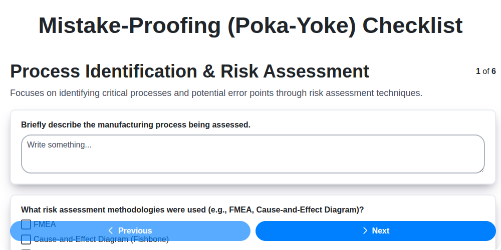 mistake proofing poka yoke checklist screenshot