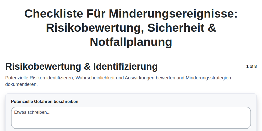 Checkliste für Minderungsereignisse: Risikobewertung, Sicherheit & Notfallplanung screenshot