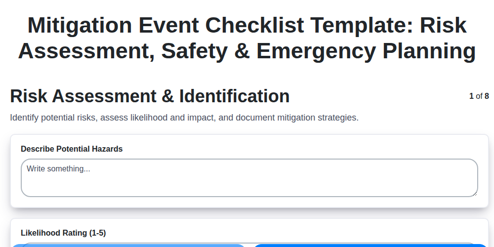 mitigation event checklist template risk assessment safety emergency planning screenshot