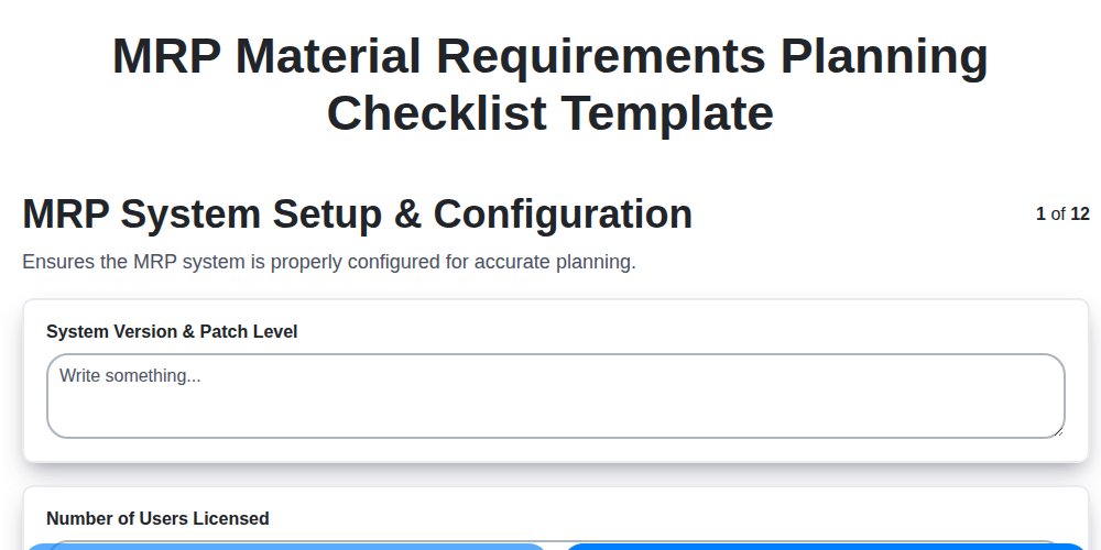 mrp material requirements planning checklist template screenshot