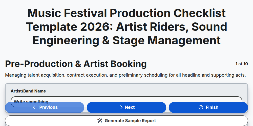Music Festival Production Checklist Template 2026: Artist Riders, Sound Engineering & Stage Management