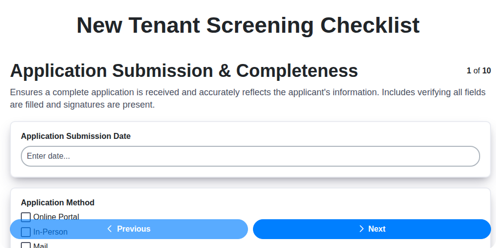 new tenant screening checklist screenshot
