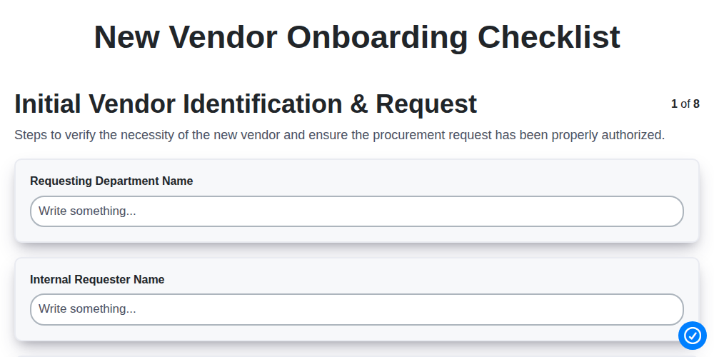 new vendor onboarding checklist screenshot